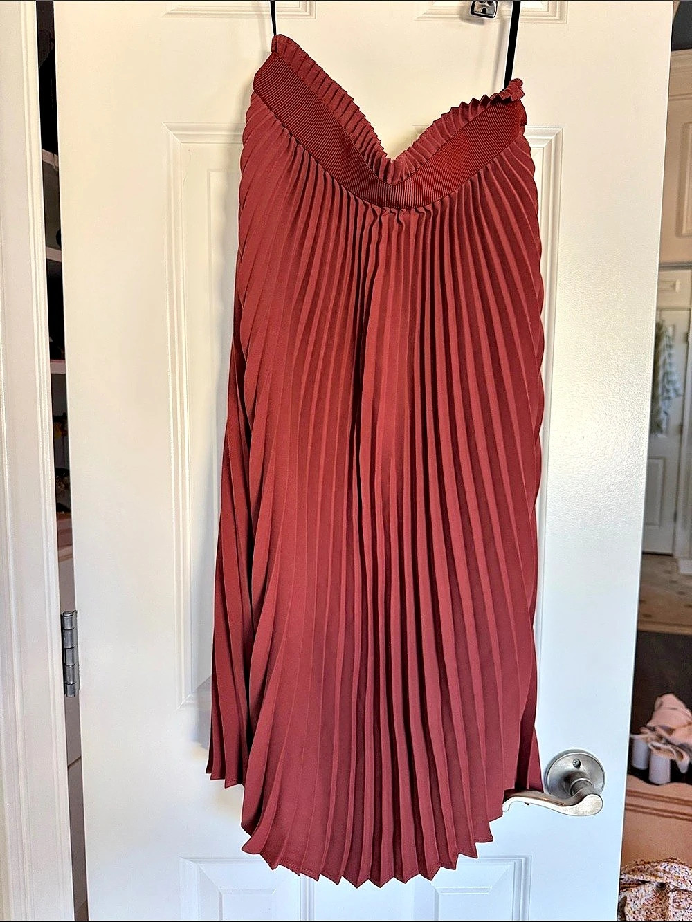 Babaton Pleated Maxi Skirt in Red Size Medium